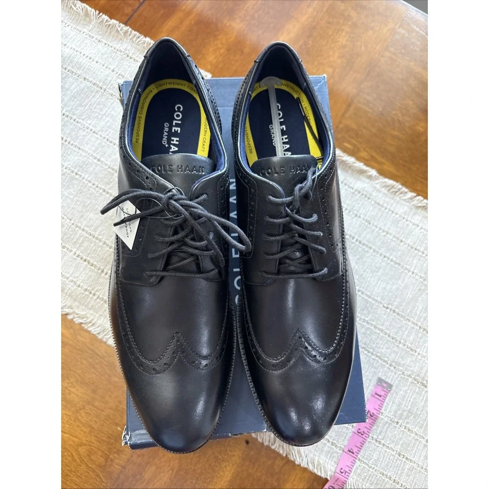 NWT Cole Hans Grand t Drs Wing OX Black 13 M Dress Shoe Men's C37346